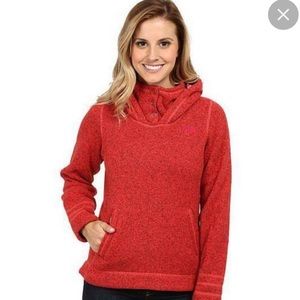 North Face Crescent Sunset Hoodie Fleece Red Size Medium